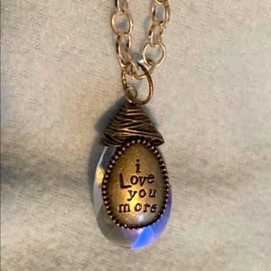 Faceted Crystal Teardrop I love you more Pendant